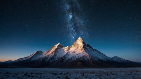 Milky Way over Matterhorn peak, Zermatt, Switzerlandの写真素材