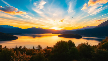 Beautiful sunset over lake Como, Lombardy, Italy.