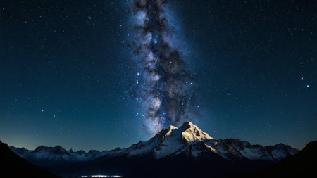 Milky Way over mountain at night