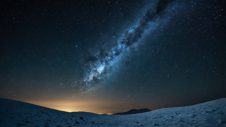 Milky Way over the mountains. Starry sky and stars.