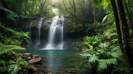 Beautiful waterfall in the rainforest. Beautiful waterfall in the rainforest.の写真素材