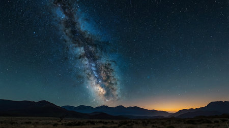 Milky Way over the mountains.の写真素材