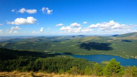 Landscape with lake and mountains in Carpathians, Ukraine.の写真素材
