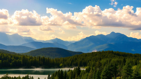 Mountain lake in the mountains at sunset, Carpathians, Ukraine