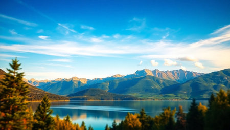 Beautiful alpine lake at sunset, South Island, New Zealand