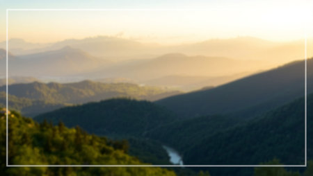Photo frame mockup with mountain landscape in the background. Template for your design.