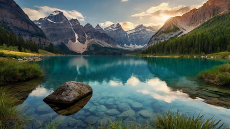 Mountain lake in Banff National Park, Alberta, Canada.