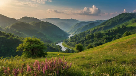Beautiful summer landscape in the Carpathian Mountains, Ukraine.の写真素材