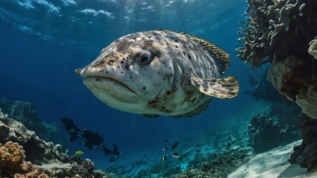 Grouper in the Red Sea. Egypt. Shallow depth of fieldの写真素材