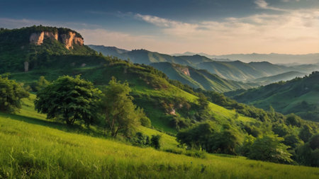 Beautiful summer landscape in the mountains. Ukraine, Europe. Beauty world.の写真素材