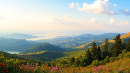 Beautiful summer landscape in the Carpathian mountains, Ukraine.の写真素材