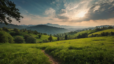 Beautiful summer landscape in the Carpathian Mountains, Ukraine.の写真素材