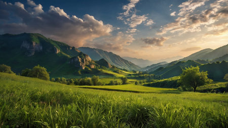 Beautiful summer landscape in the Caucasus mountains. Georgia, Europe.の写真素材