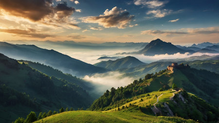 Beautiful summer landscape in the Carpathian mountains. Ukraine, Europe.の写真素材