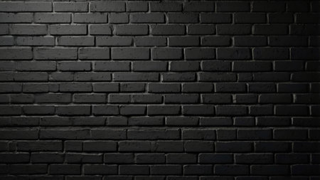 Black brick wall background. Black brick wall texture. Black brick wall backgroundの写真素材