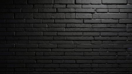 Dark brick wall background. Black brick wall texture. Black brick wall backgroundの写真素材