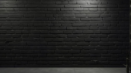 3d rendering of empty room with black brick wall and floor.の写真素材