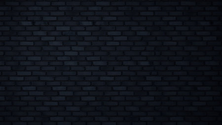 Black brick wall background. Realistic brick wall texture. Vector illustration.