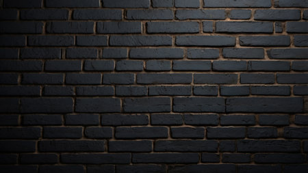 Black brick wall texture background. Dark brick wall background. Black brick wall textureの写真素材