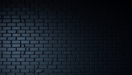 Black brick wall texture background. Dark blue brick wall texture background.の写真素材