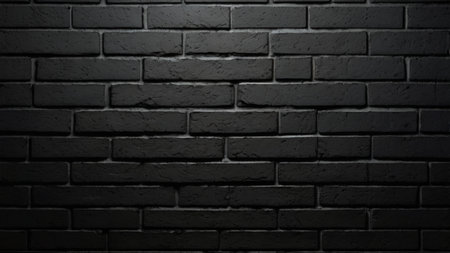 Black brick wall background. Black brick wall texture. Black brick wall backgroundの写真素材