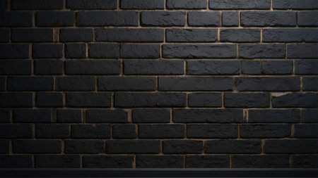 Black brick wall texture background. Dark brick wall background. Black brick wall texture.の写真素材