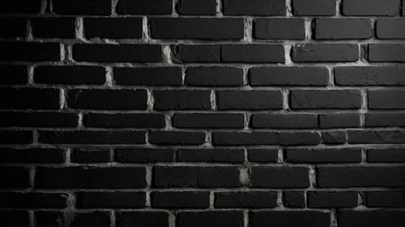 Black brick wall texture background. Dark brick wall texture. Black brick wall background.の写真素材