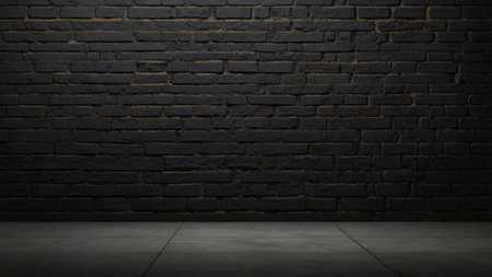 Empty dark room with brick wall and concrete floor. 3d renderingの写真素材