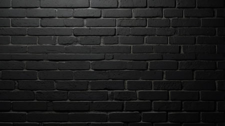 Black brick wall texture background. Black brick wall background. Black brick wall texture.の写真素材