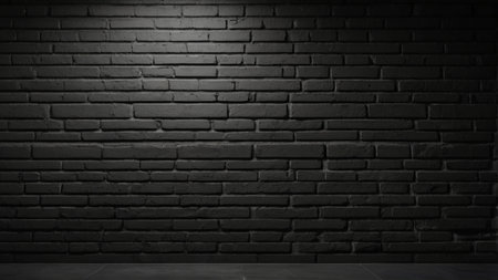Black brick wall background. 3d rendering, 3d illustration.の写真素材