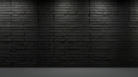 Black brick wall background with spotlights. 3d render illustration.の写真素材