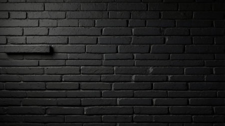 Background of black brick wall texture. Black brick wall texture background.の写真素材