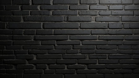 Black brick wall background. Black brick wall texture. Black brick wall backgroundの写真素材
