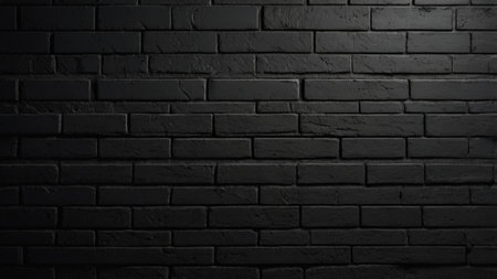 Black brick wall background. Black brick wall texture. Black brick wall backgroundの写真素材