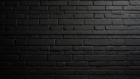 Black brick wall background. Black brick wall texture. Black brick wall backgroundの写真素材