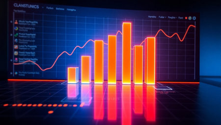 3d render of business graph and chart on computer screen. Stock market conceptの写真素材