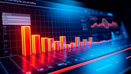 3d rendering of stock market graph on digital screen. Business and finance concept.