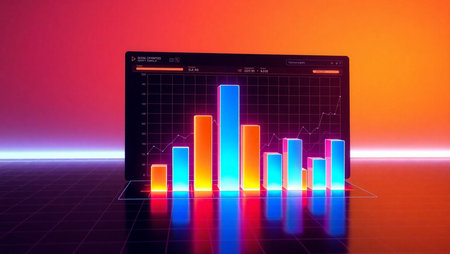 Stock market graph on the screen of a laptop. 3d renderingの写真素材