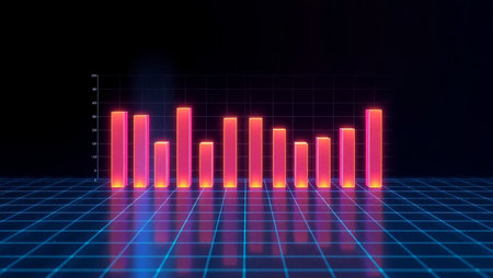 3d rendering of red equalizer on dark background. Computer digital drawing.の写真素材