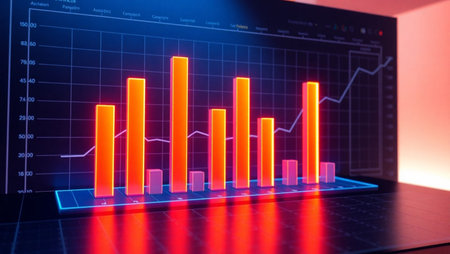 Laptop with stock market graph on screen. Business and finance conceptの写真素材