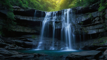 Beautiful waterfall in the forest. Waterfall in deep forest.