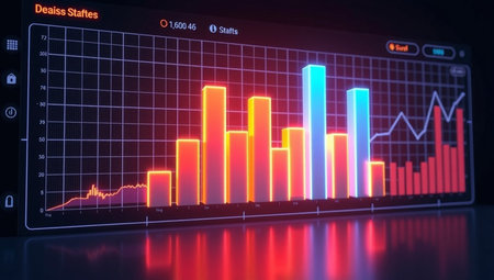 3D rendering of stock market graph on computer screen. Business and finance concept.