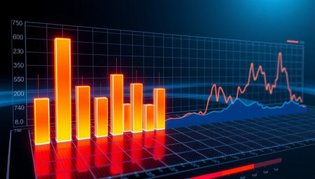 3d rendering of stock market graph on digital screen. Business and finance concept.