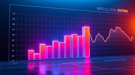 3d rendering of stock market graph on digital background.