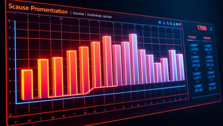 3d rendering of a bar chart on a dark background, business concept