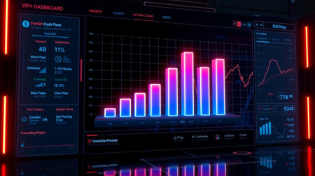 financial chart on monitor with red light 3d rendering image for business content.