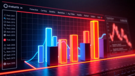 3D rendering of stock market chart on computer screen. Business and finance concept.
