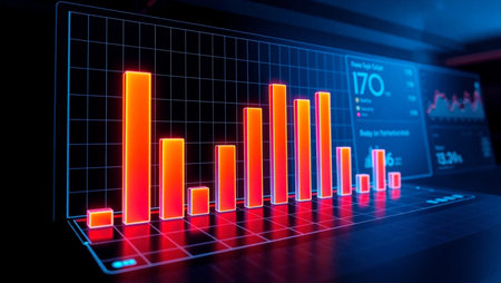 3d rendering of stock market graph on computer screen background. Business and financial concept.
