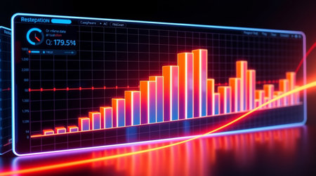 3d rendering of stock market graph on screen. Business and financial concept.