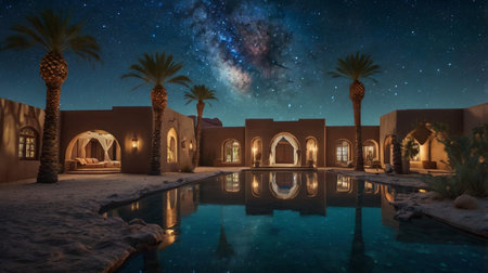 Beautiful night in the arabian style. 3D rendering